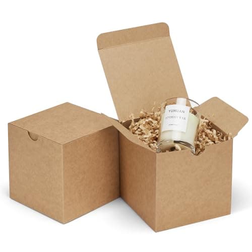 Eupako Kraft Gift Boxes with Lids, 4 x 4 x 4 in, 50 Pack, Brown