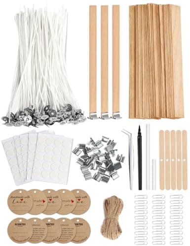 Multiwins 130 Piece Candle Wick Kit with Cotton and Wood Wicks and Tools