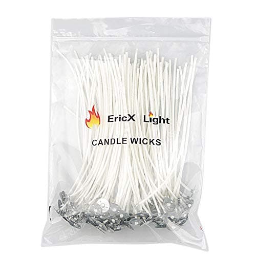 EricX Light 100 Piece Natural Cotton Candle Wicks, 6 inch Pre-Waxed