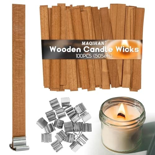 MAQIHAN Wood Wicks for Candle Making, 0.5 x 5.1 inch