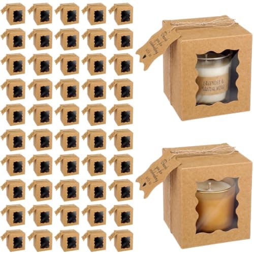 Tobeelec Candle Gift Boxes with Window, 50 Pack