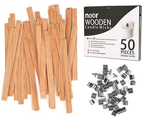 NOOR Double Layer Crackling Wood Wicks with Clips, 50 pack