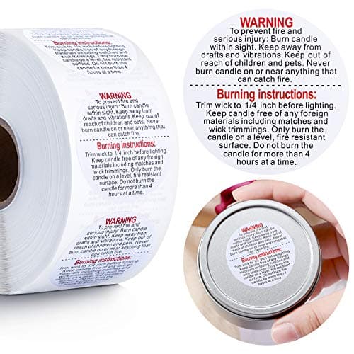 Zonon Candle Warning Labels, 1000 Pieces, 1.5 inch
