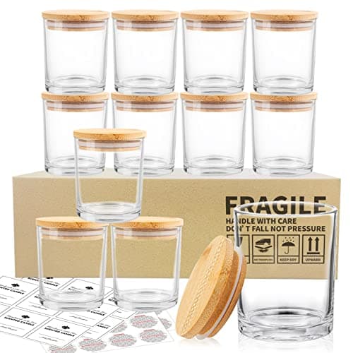 SUPMIND 10 oz Clear Glass Candle Jars with Lids, 12 pack