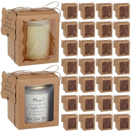 ReliThick Candle Gift Boxes with Window, 50 Set, Kraft