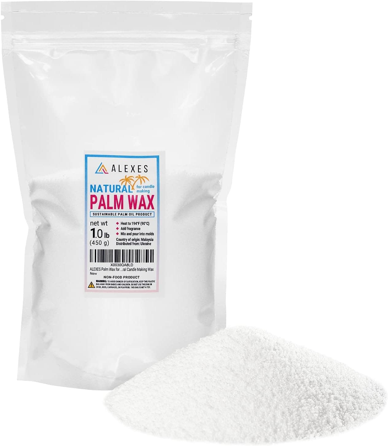 ALEXES Palm Wax for Candle Making, 1 lb Flakes