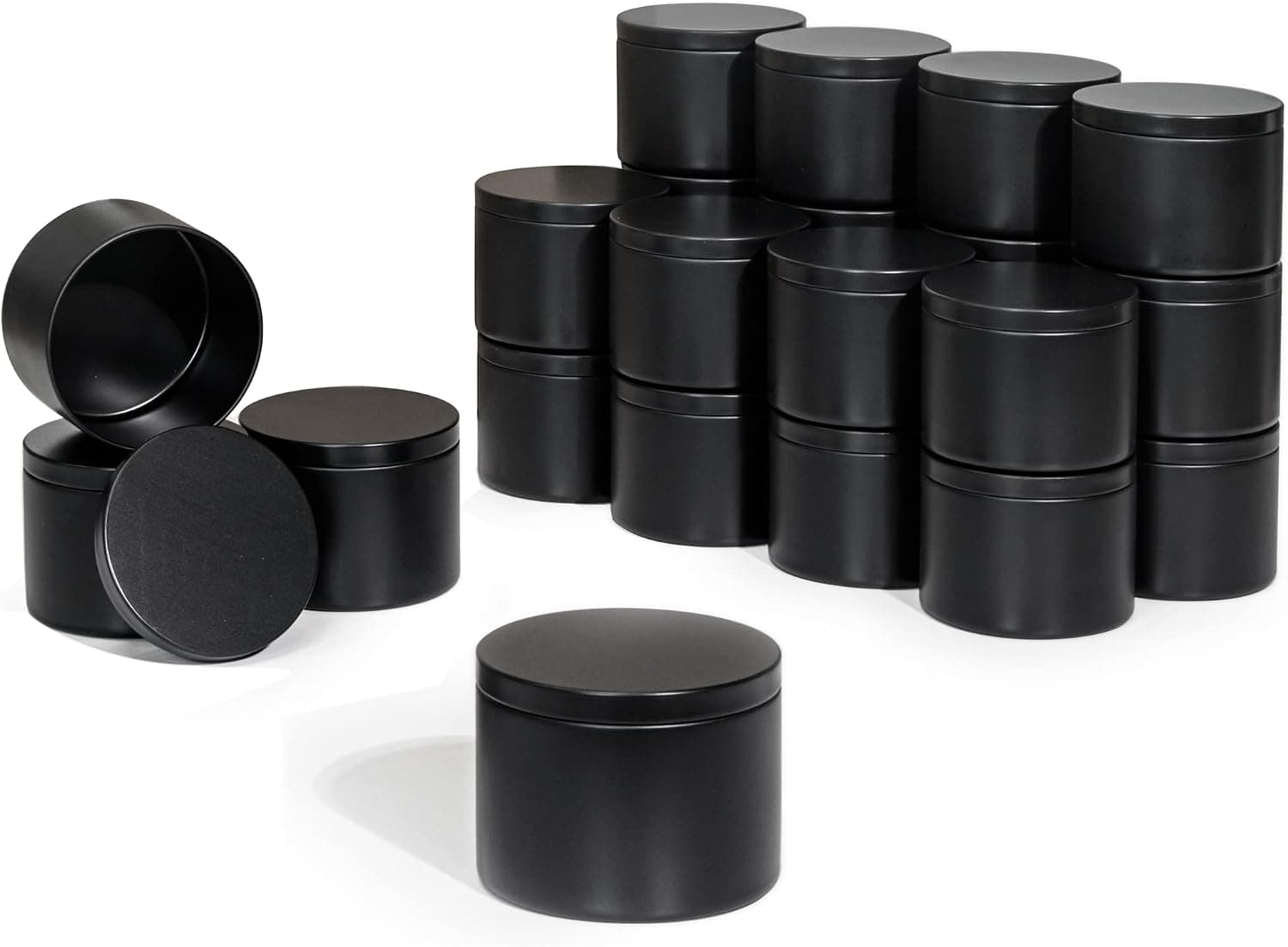 Aroparc Seamless Round Candle Tins with Lids, 8 oz, 24 pack