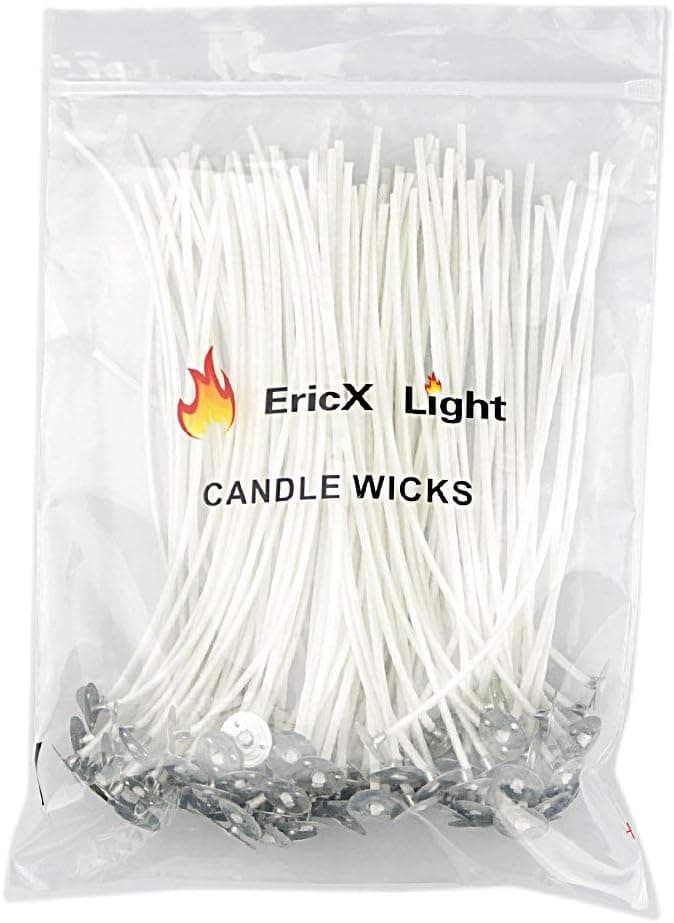 EricX Light 100 Piece Natural Cotton Candle Wicks, 6 inch Pre-Waxed