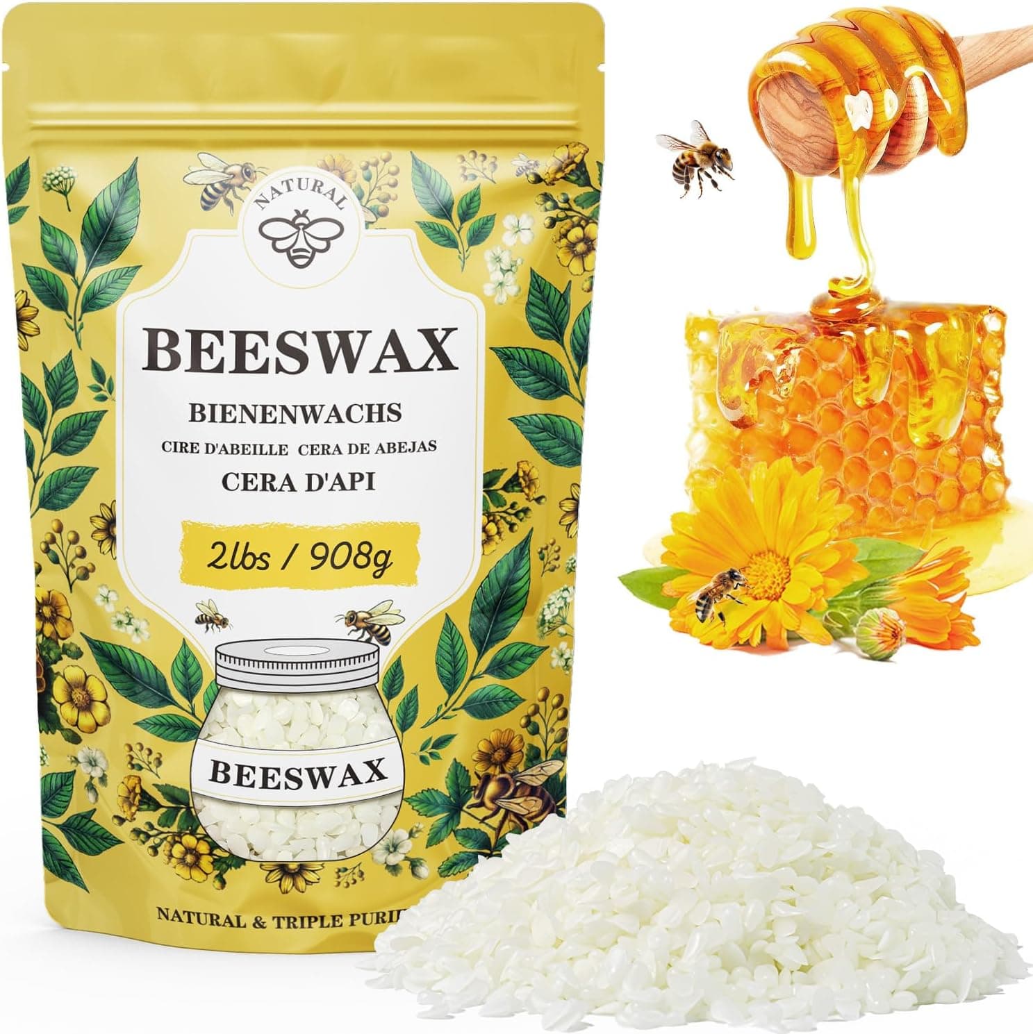 VEGISHINE White Beeswax Pellets for Candle Making