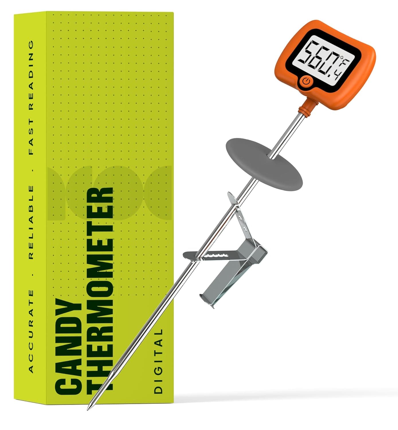 Digital Candy Thermometer with Pot Clip and 10 inch Probe