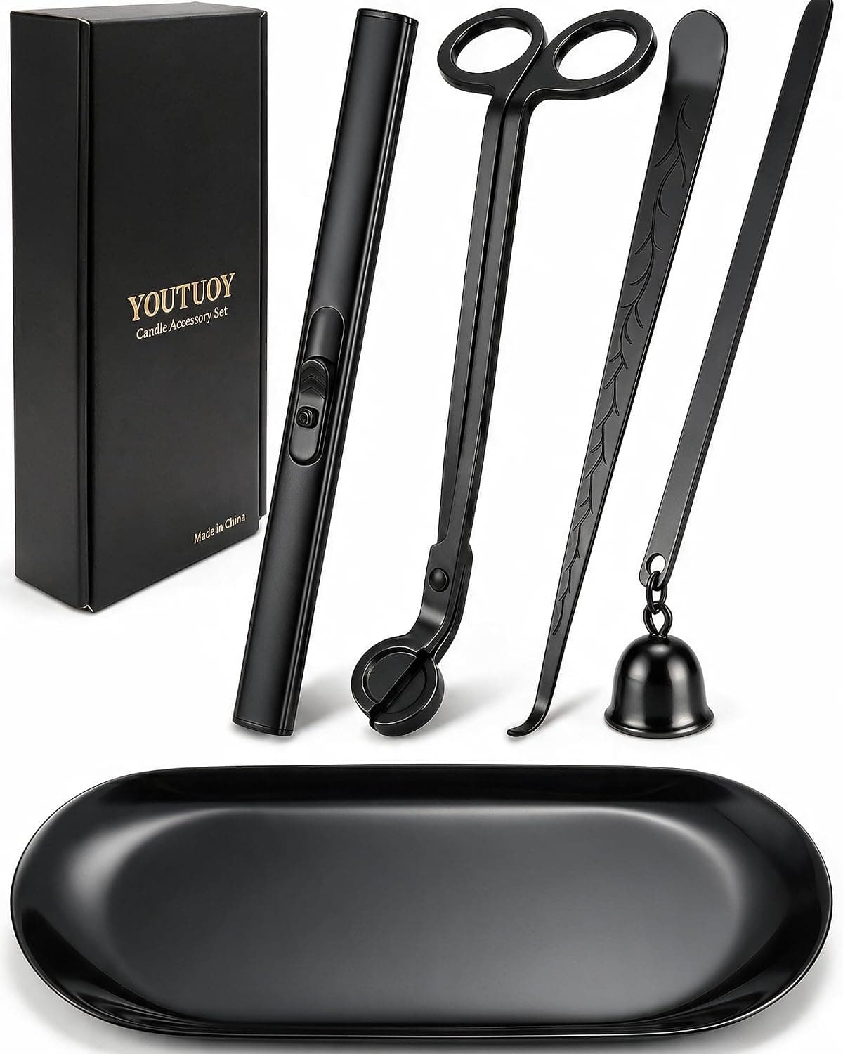 YOUTUOY 5-in-1 Candle Accessory Set with Rechargeable Lighter