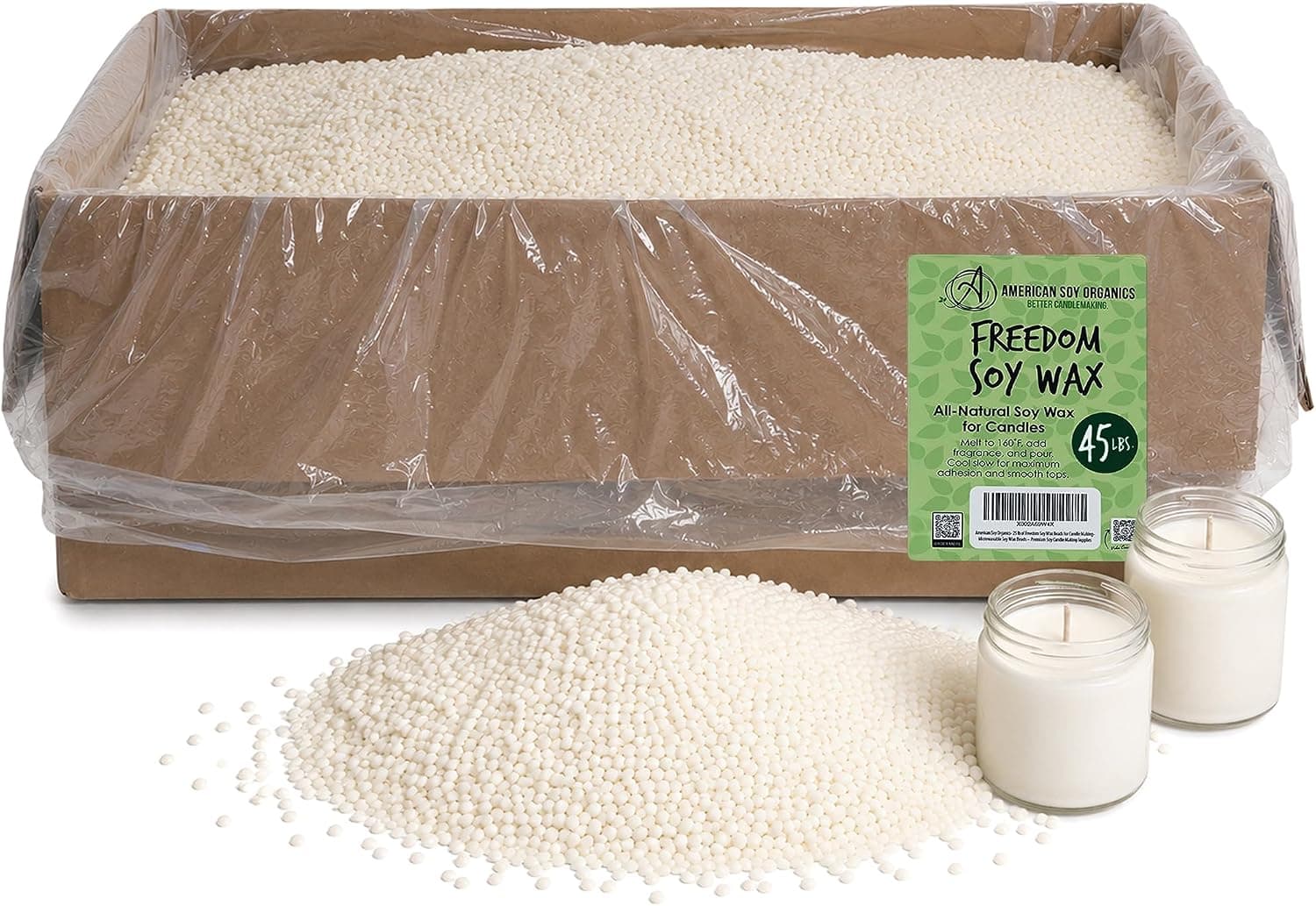 American Soy Organics Freedom Soy Wax Beads, 45 lbs