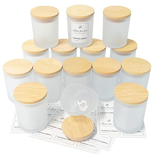 CONNOO Frosted Candle Jars with Bamboo Lids, 7 oz, 15 pack product photo