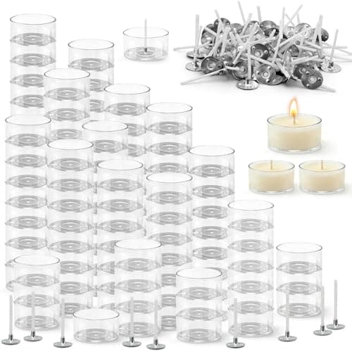 WFPLUS Clear Tealight Cups, 100 with Wicks product photo
