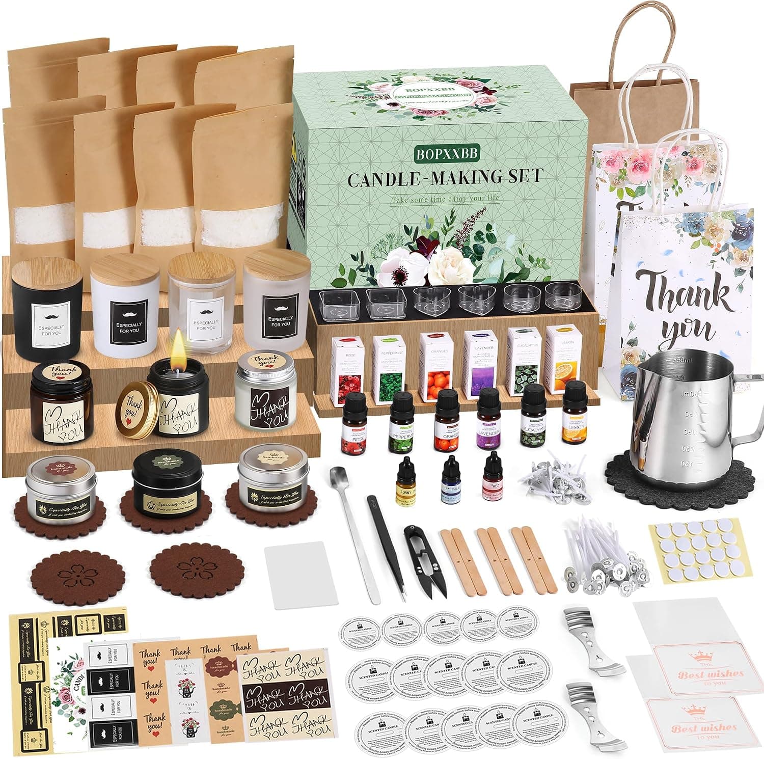 DOPXXBB Complete Candle Making Kit with Cups, Tins and Wicks product photo