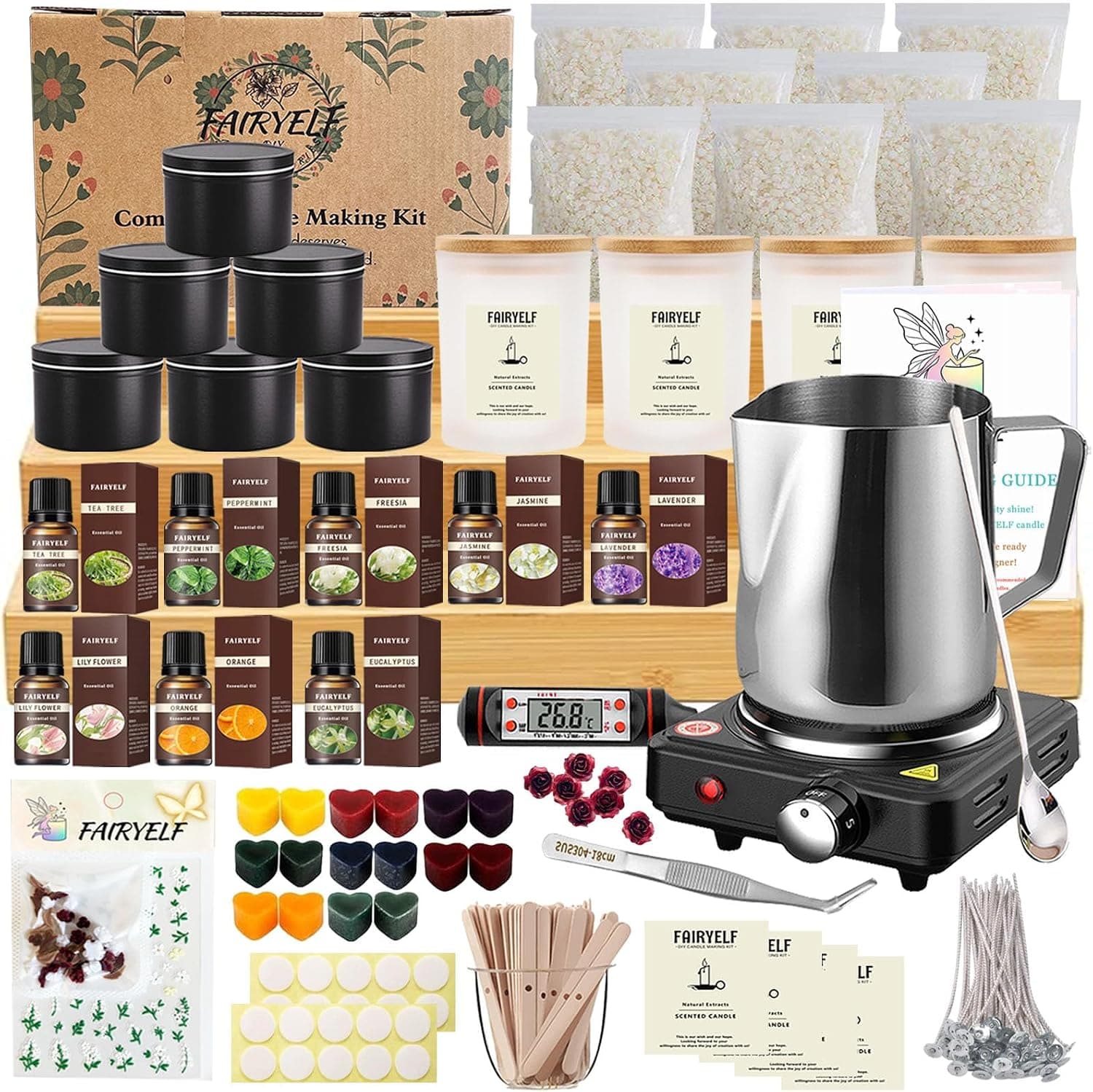 FAIRYELF Soy Candle Making Kit with Hot Plate product photo