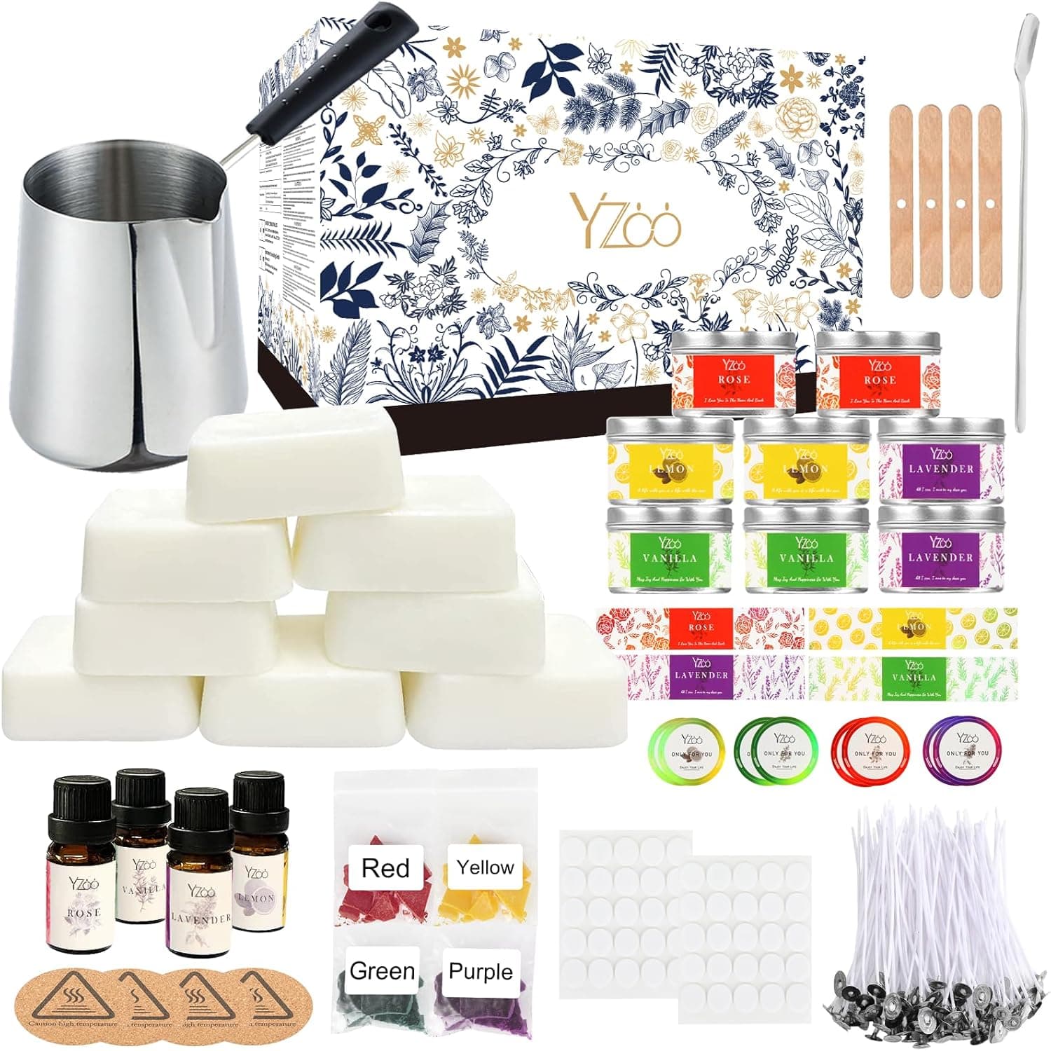 Complete Candle Making Kit with Wax Melter, Soy Wax, Scents, Dyes and Tins product photo